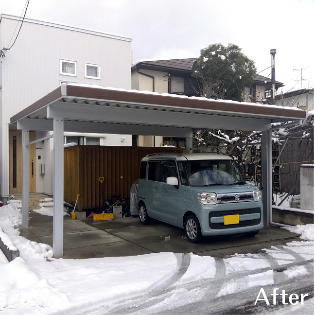 カーポート　おしゃれ　積雪地　駐車場